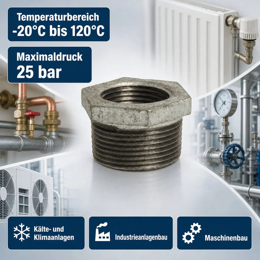 Gewindefitting Temperguss Reduzierstück 3/4" AG x 1/2" IG
