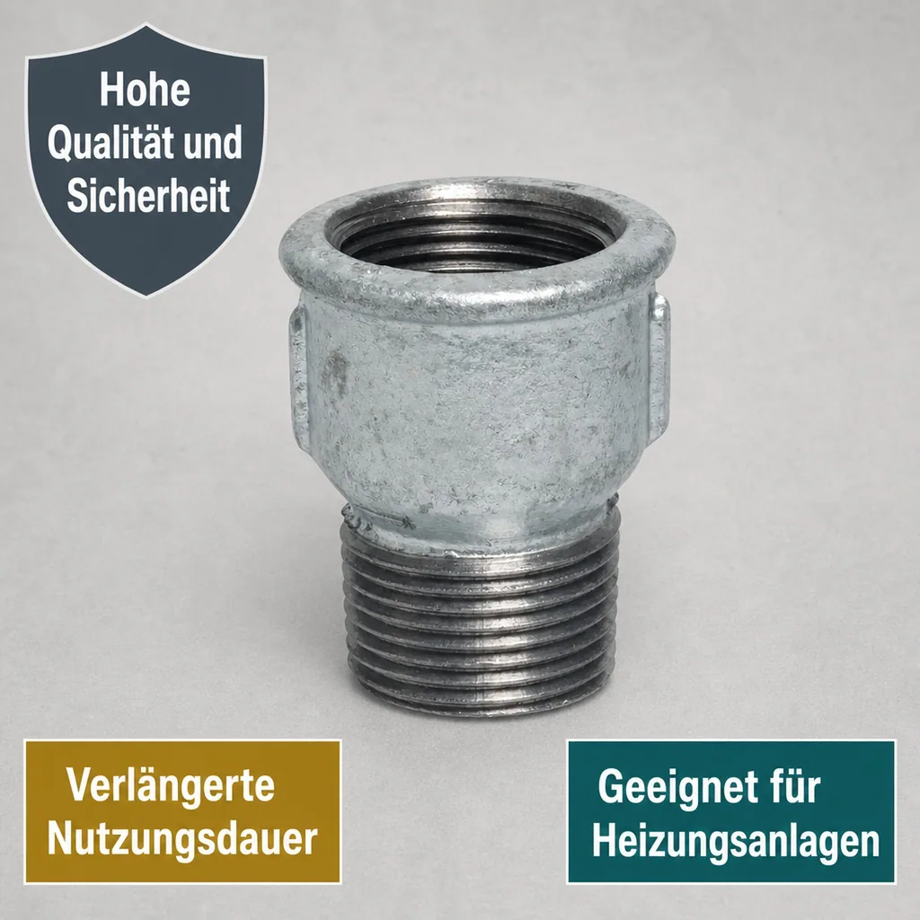 Gewindefitting, Temperguss Muffennippel 1/2" IG x 1/2" AG, verzinkt