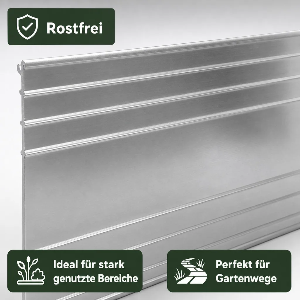 Ultra Starke Alu Rasenkanten 10-14-24 cm, Breite: 14 cm; Menge: 20 Stück; Länge-GS: 1 m