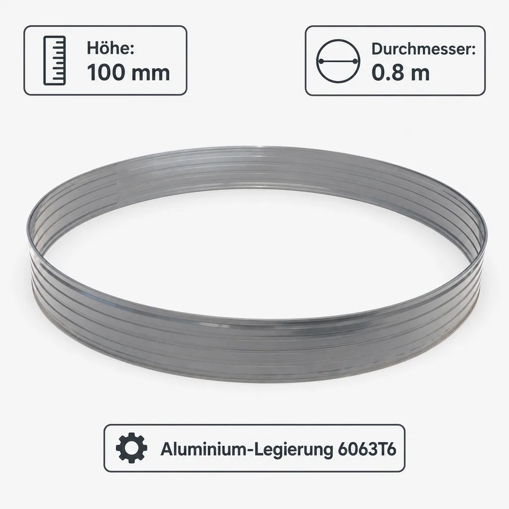 Baumring aus Alu Höhe 100 mm Durchmesser 0.8 m | Baumumrandung | Pflanzringe | Beeteinfassung | Rasenkante rund