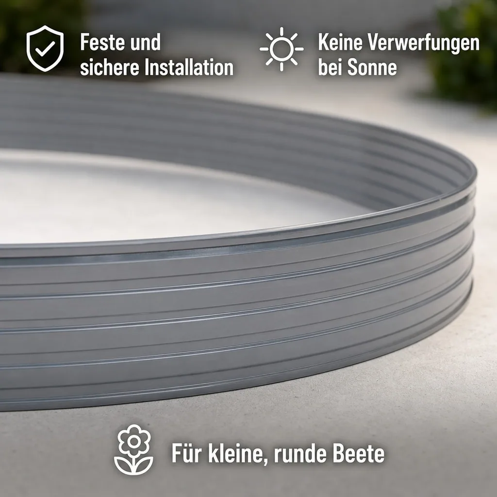 Baumring aus Alu Höhe 100 mm Durchmesser 1.2 m | Baumumrandung | Pflanzringe | Beeteinfassung | Rasenkante rund