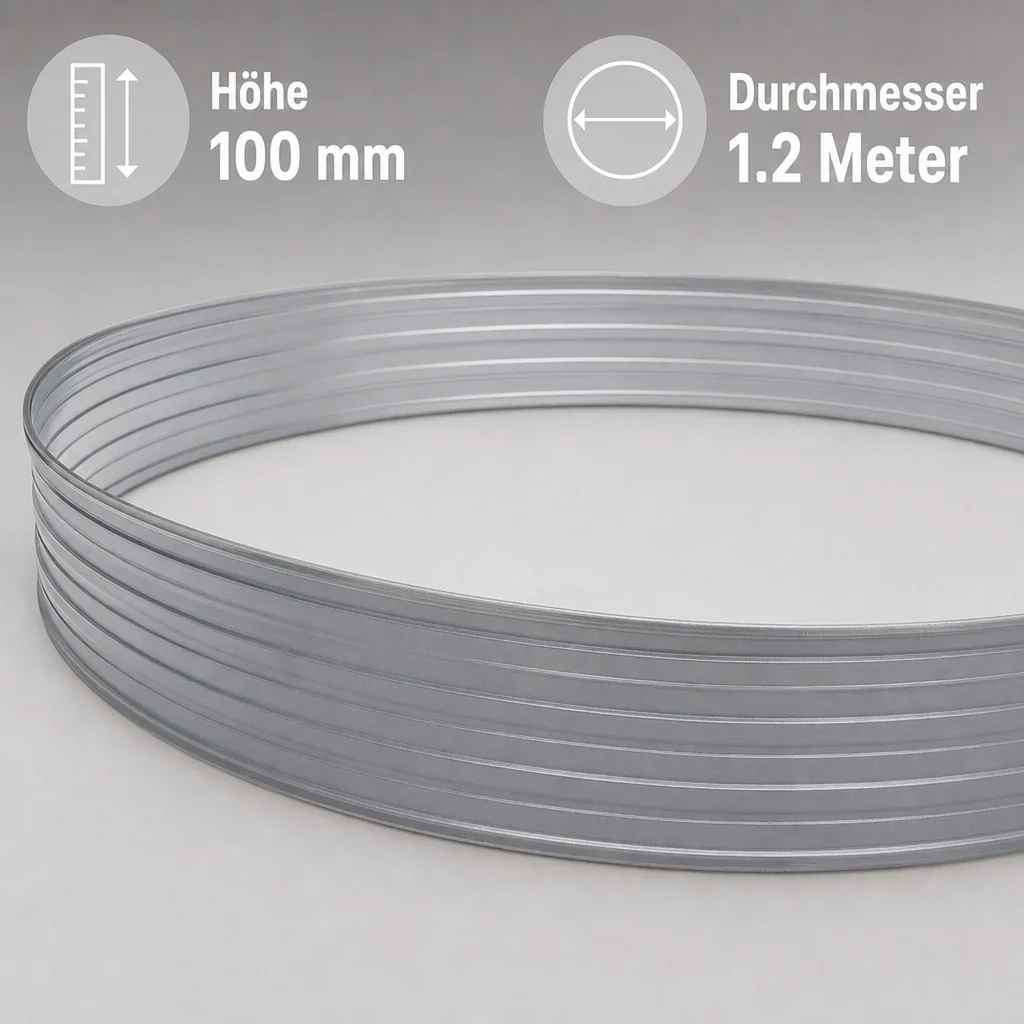 Baumring aus Alu Höhe 100 mm Durchmesser 1.2 m | Baumumrandung | Pflanzringe | Beeteinfassung | Rasenkante rund