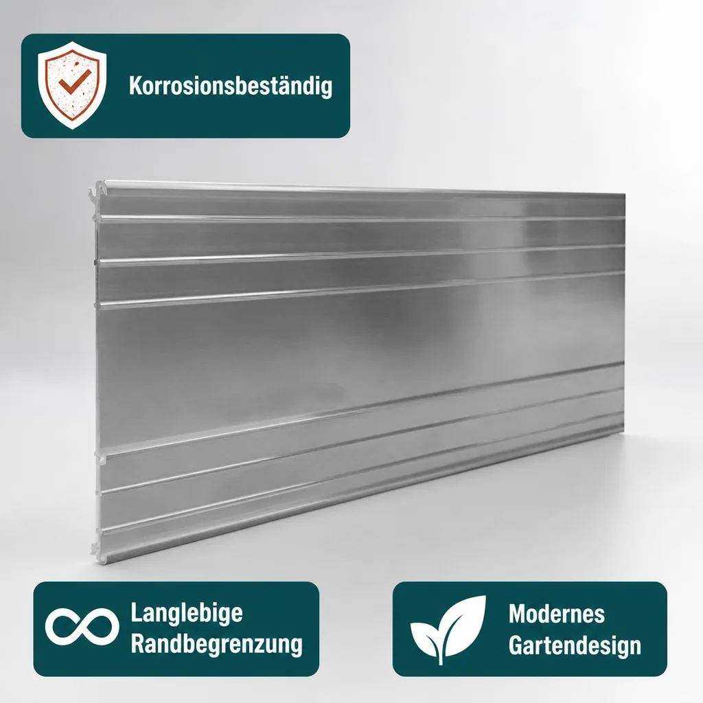 Ultra Starke Alu Rasenkanten Höhe: 10-14-24 cm, Länge: 1- 30 m | Beeteinfassung | Beetumrandung | Beetbegrenzungen, Breite: 14 cm; Menge: 25 Stück