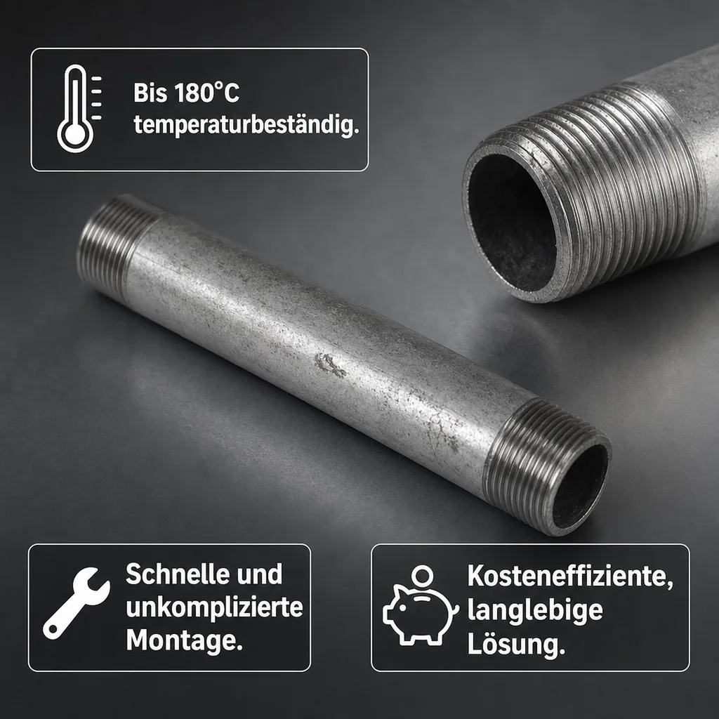 Rohrnippel verzinkt, Gewindefitting 3/4 Zoll