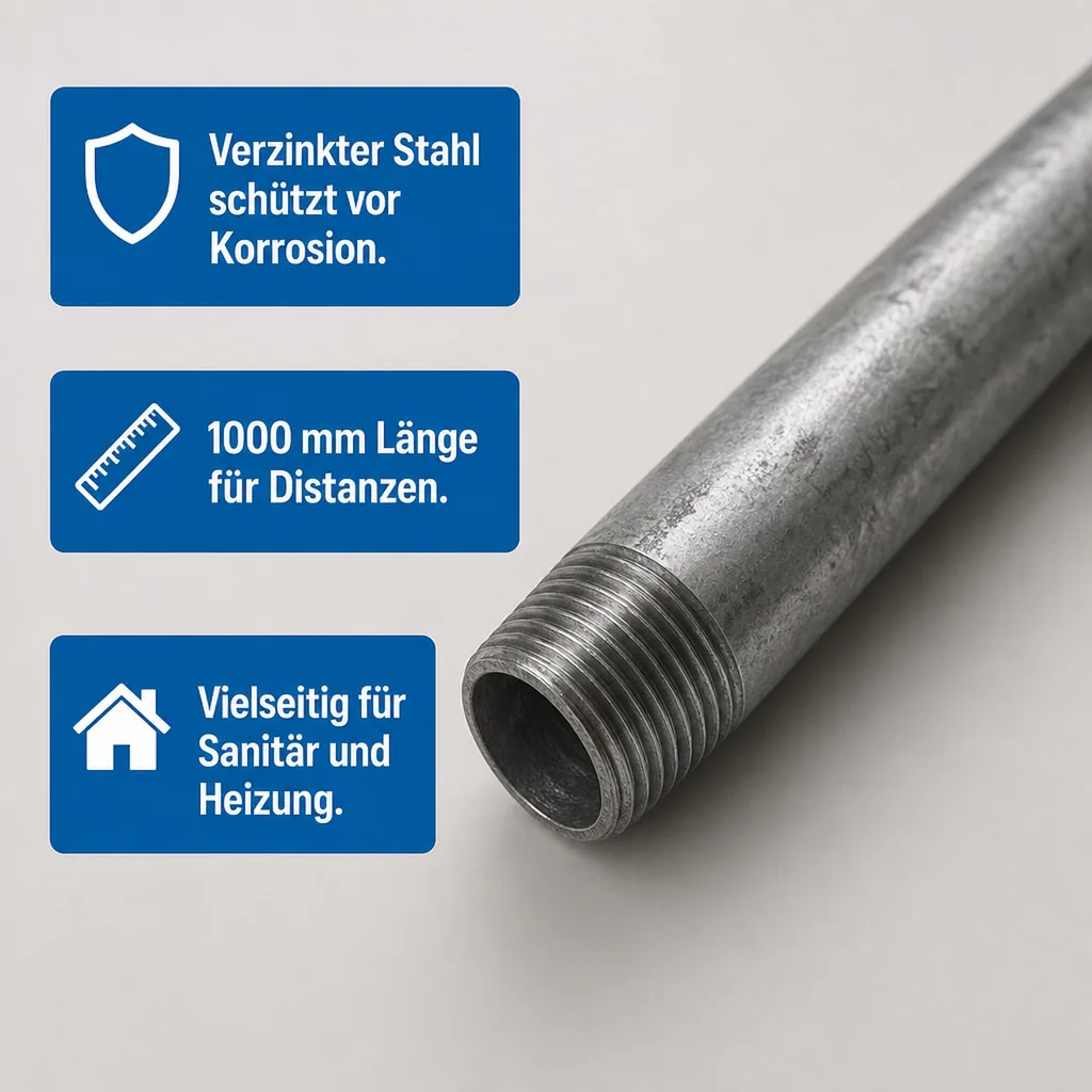 Rohrnippel verzinkt, Gewindefitting 3/4 Zoll