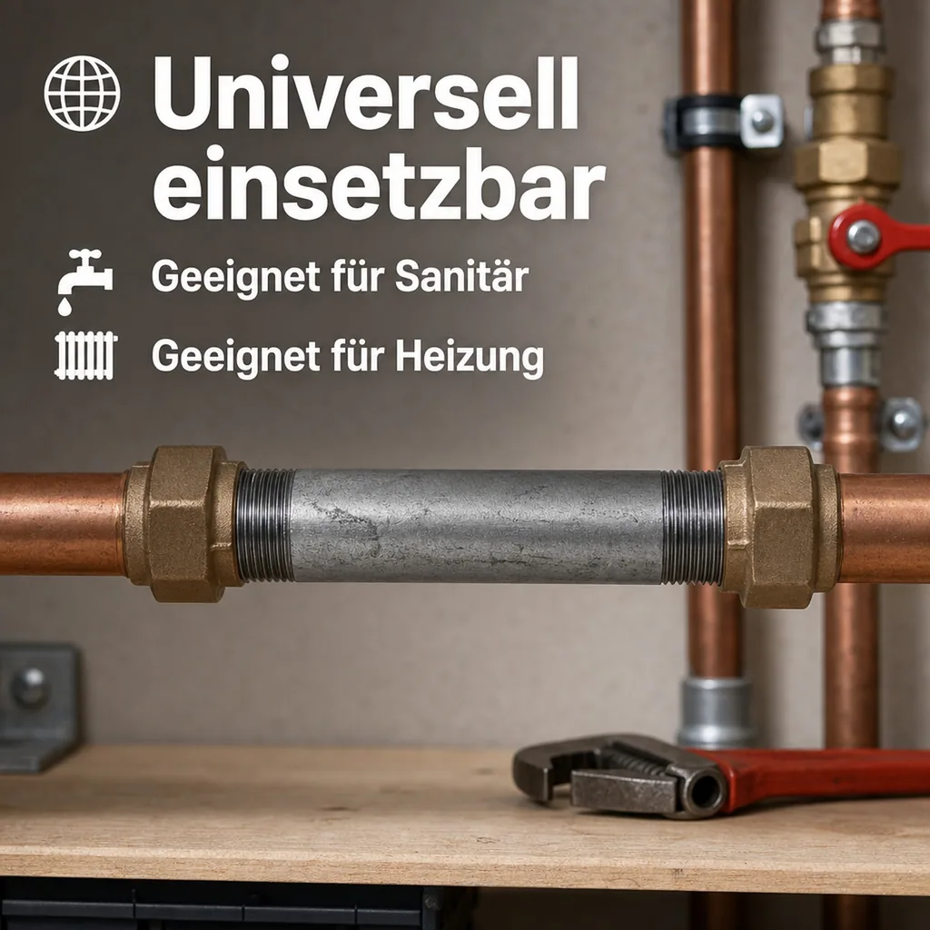 Rohrnippel verzinkt, Gewindefitting, 1 Zoll AG x 1 Zoll AG, 40mm