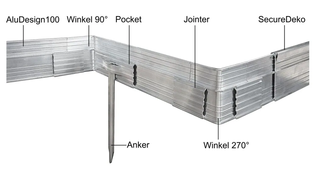 Ultra Starke Alu Rasenkanten Höhe: 10-14-24 cm, Länge: 1- 30 m | Beeteinfassung | Beetumrandung | Beetbegrenzungen, Breite: 14 cm; Menge: 10 Stück