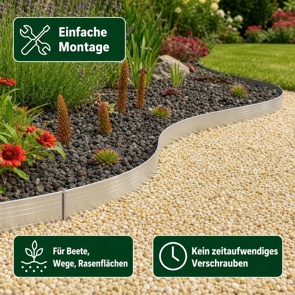 Ultra Starke Alu Rasenkanten Höhe: 10-14-24 cm, Länge: 1- 30 m | Beeteinfassung | Beetumrandung | Beetbegrenzungen, Breite: 14 cm; Menge: 10 Stück