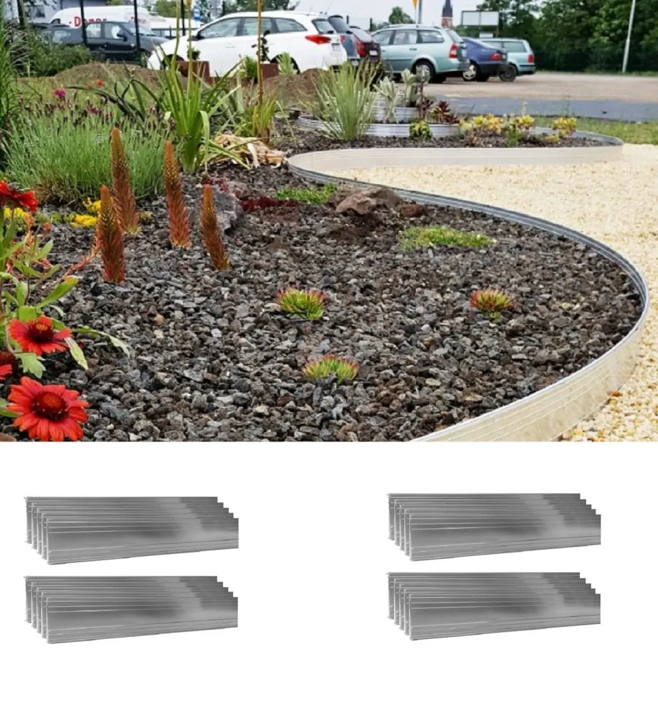 Ultra Starke Alu Rasenkanten Höhe: 10-14-24 cm, Länge: 1- 30 m | Beeteinfassung | Beetumrandung | Beetbegrenzungen, Breite: 24 cm; Menge: 5 Stück