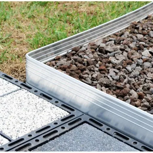 Ultra Starke Alu Rasenkanten Höhe: 10-14-24 cm, Länge: 1- 30 m | Beeteinfassung | Beetumrandung | Beetbegrenzungen, Breite: 24 cm; Menge: 5 Stück