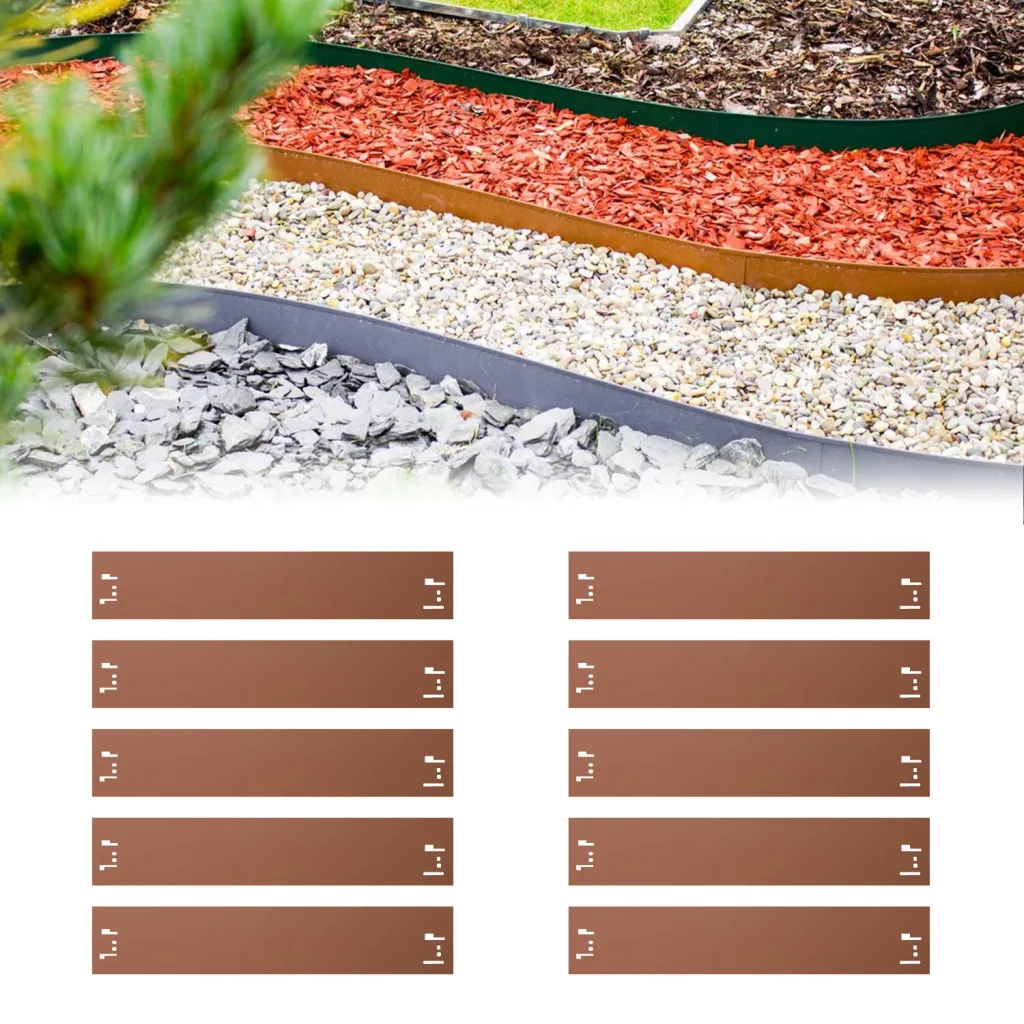 20er Set Rasenkanten Metall 13.5 cm hoch, 24 m lang | Beeteinfassung | Beetumrandung | Beetbegrenzungen, Color-GS: ohne Farbe