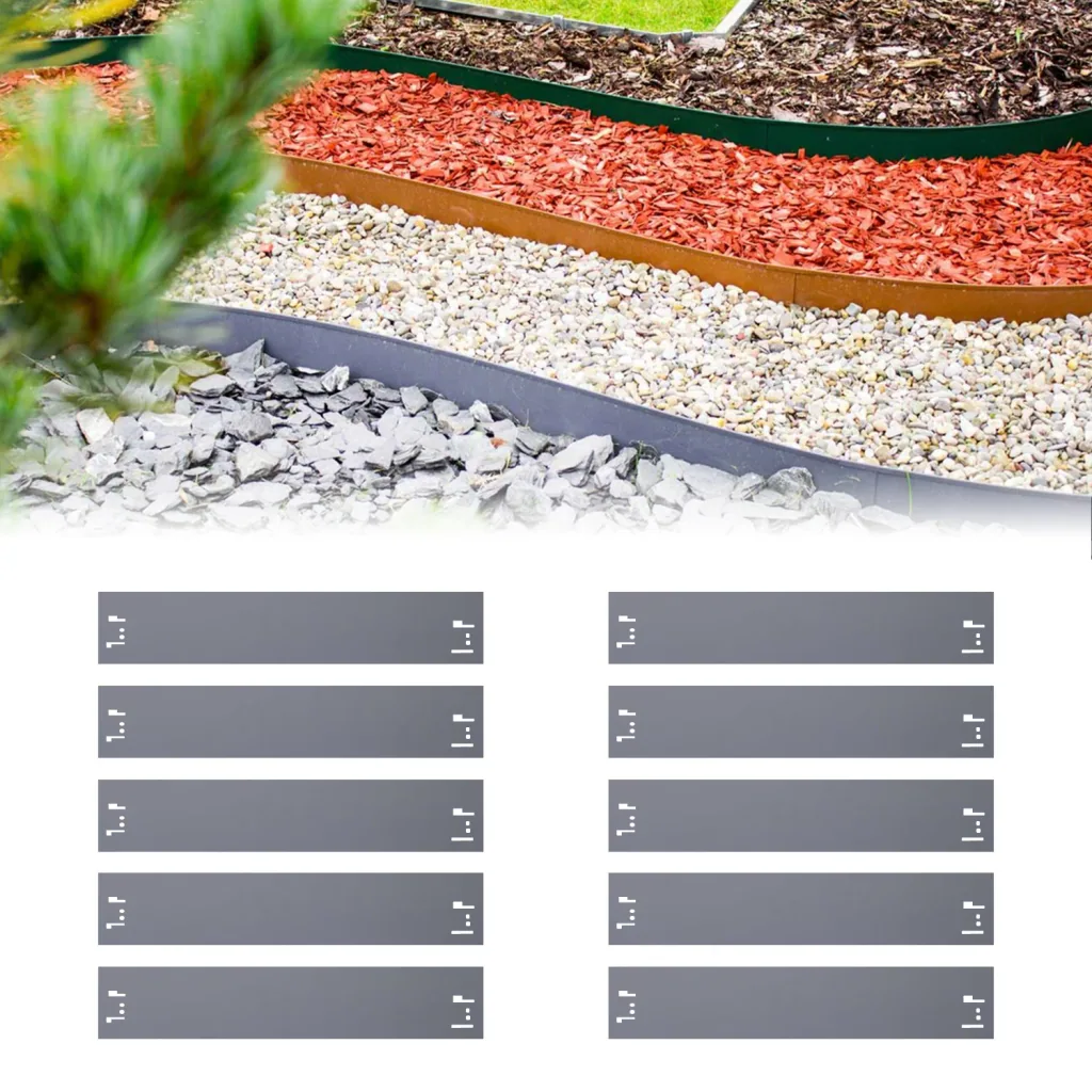 20er Set Rasenkanten Metall 13.5 cm hoch, 24 m lang | Beeteinfassung | Beetumrandung | Beetbegrenzungen, Color-GS: ohne Farbe