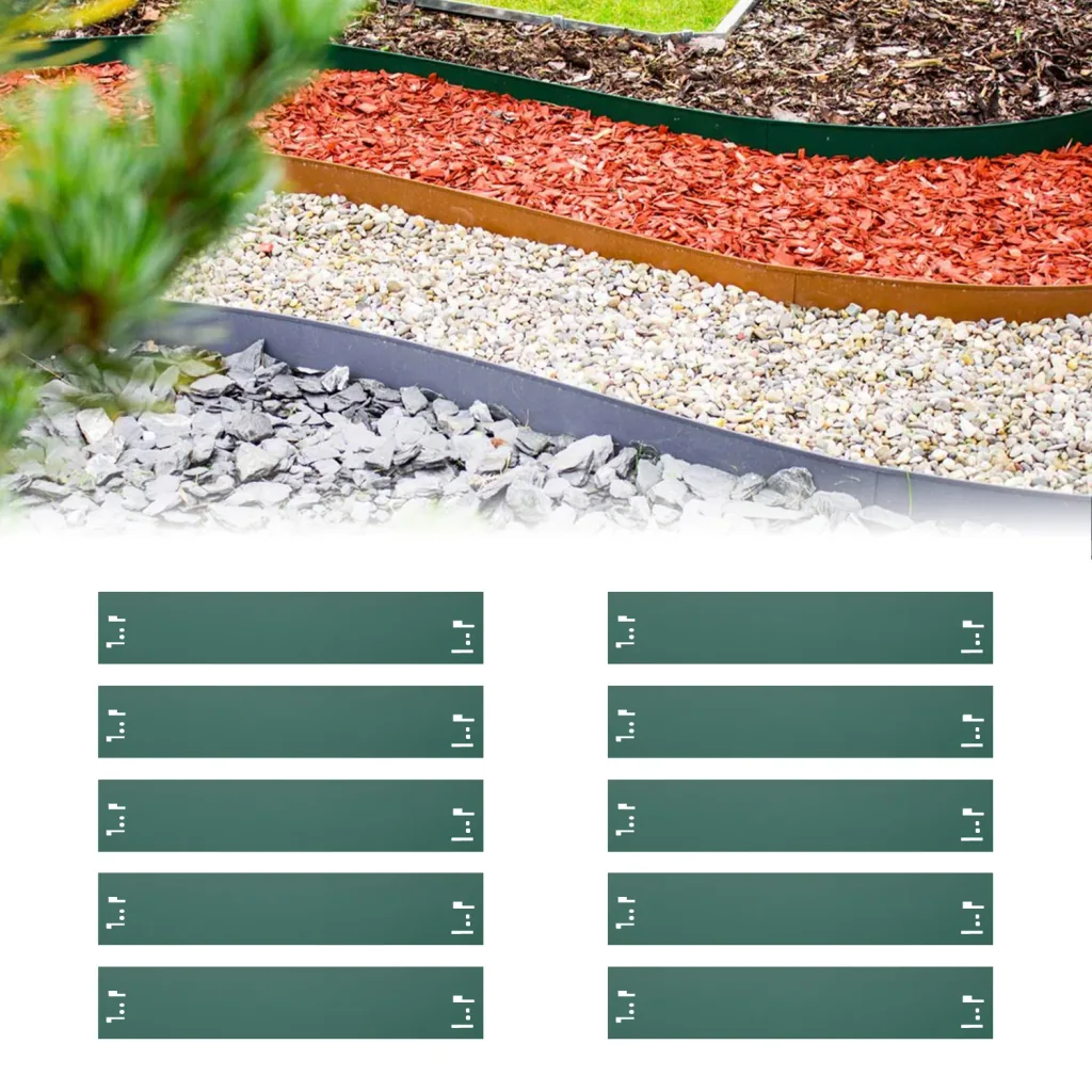 20er Set Rasenkanten Metall 13.5 cm hoch, 24 m lang | Beeteinfassung | Beetumrandung | Beetbegrenzungen, Color-GS: ohne Farbe
