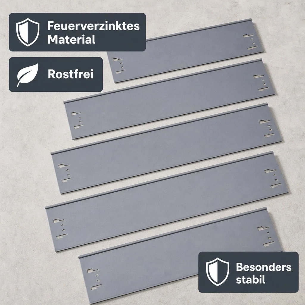 20er Set Rasenkanten Metall 13.5 cm hoch, 24 m lang | Beeteinfassung | Beetumrandung | Beetbegrenzungen, Color-GS: ohne Farbe