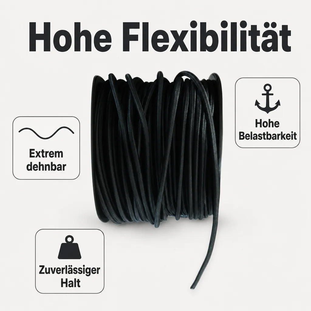 Expanderseil 6 mm, schwarz, 30 Meter, Gummiseil, UV-beständig