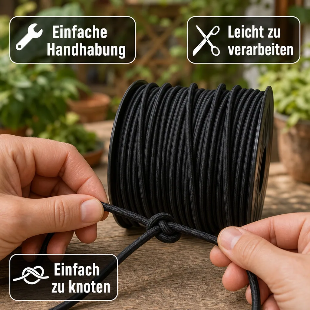 Expanderseil 6 mm schwarz 100 Meter, Gummiseil
