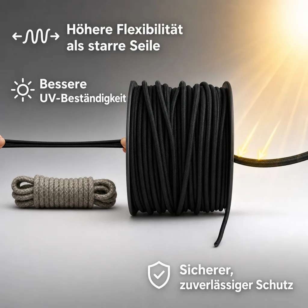 Expanderseil 6 mm, schwarz, 50 Meter, UV-beständig