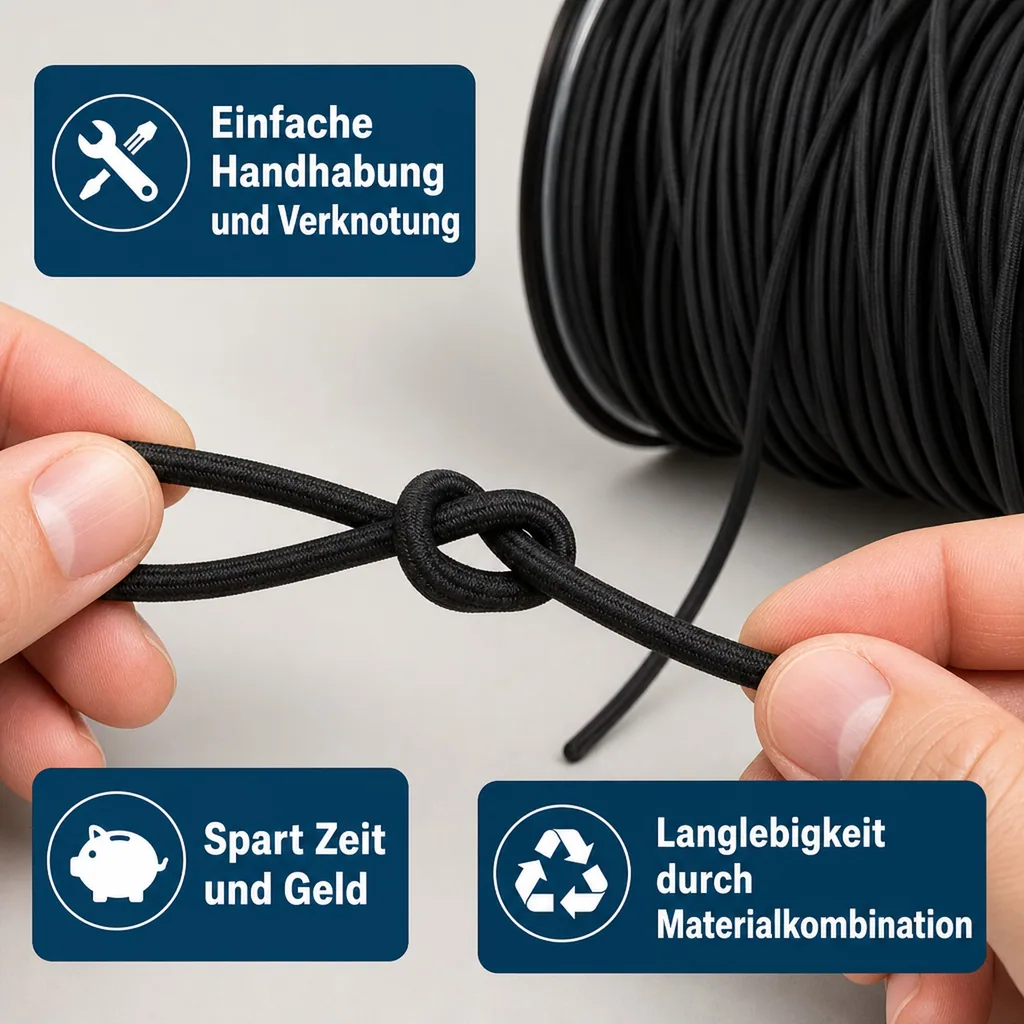 Expanderseil 6 mm schwarz 30 Meter PP Ummantelung