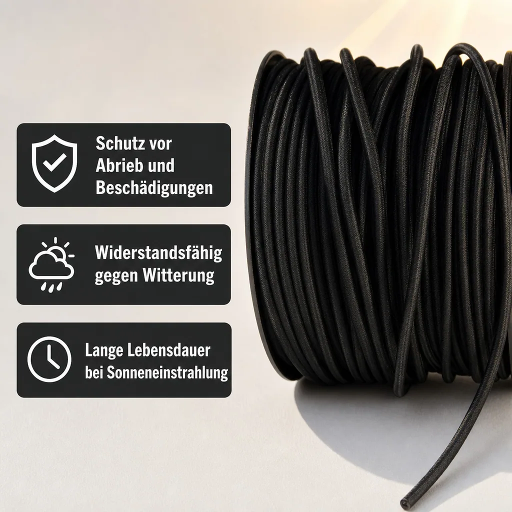 Expanderseil 6 mm schwarz 30 Meter PP Ummantelung