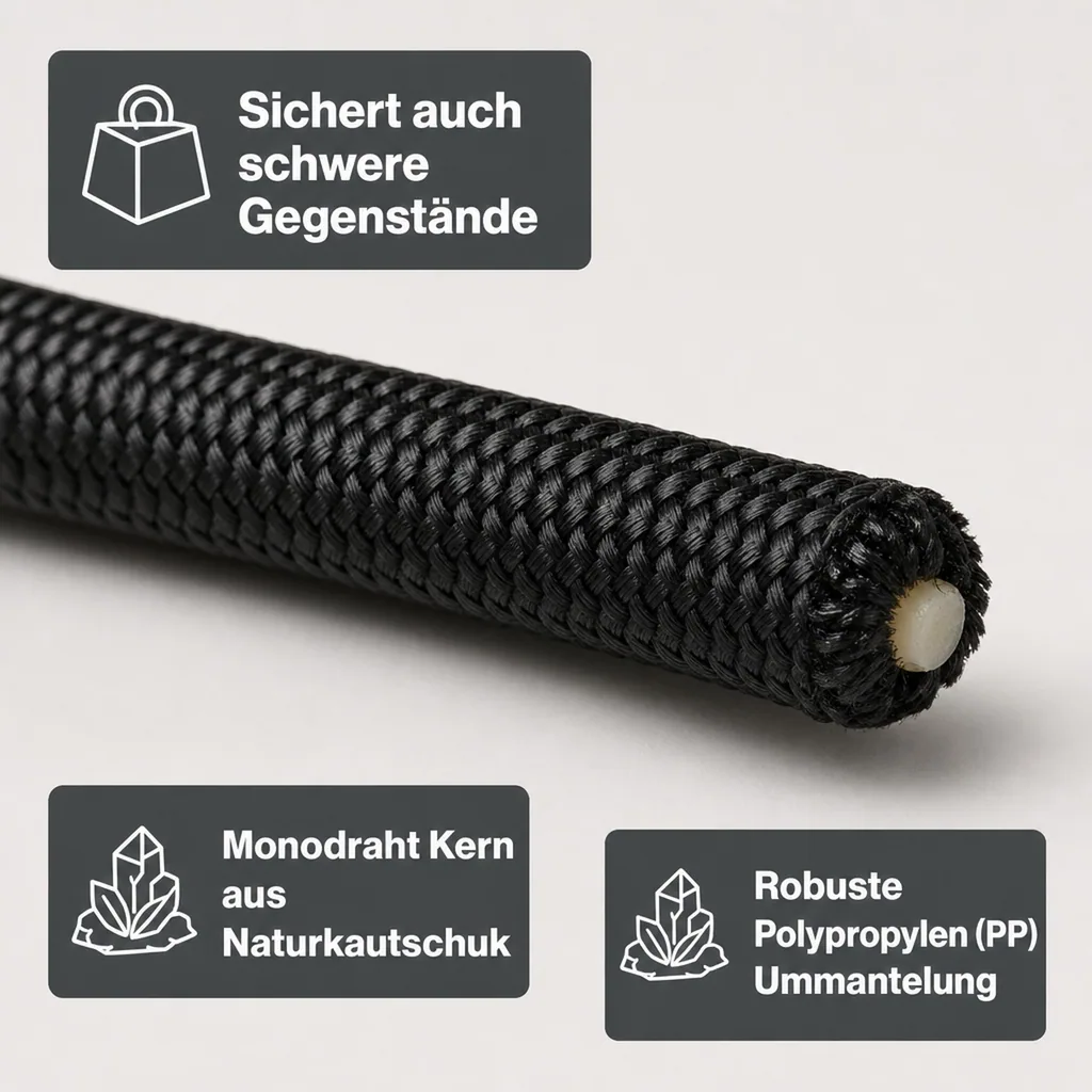 Expanderseil 6 mm schwarz 30 Meter PP Ummantelung