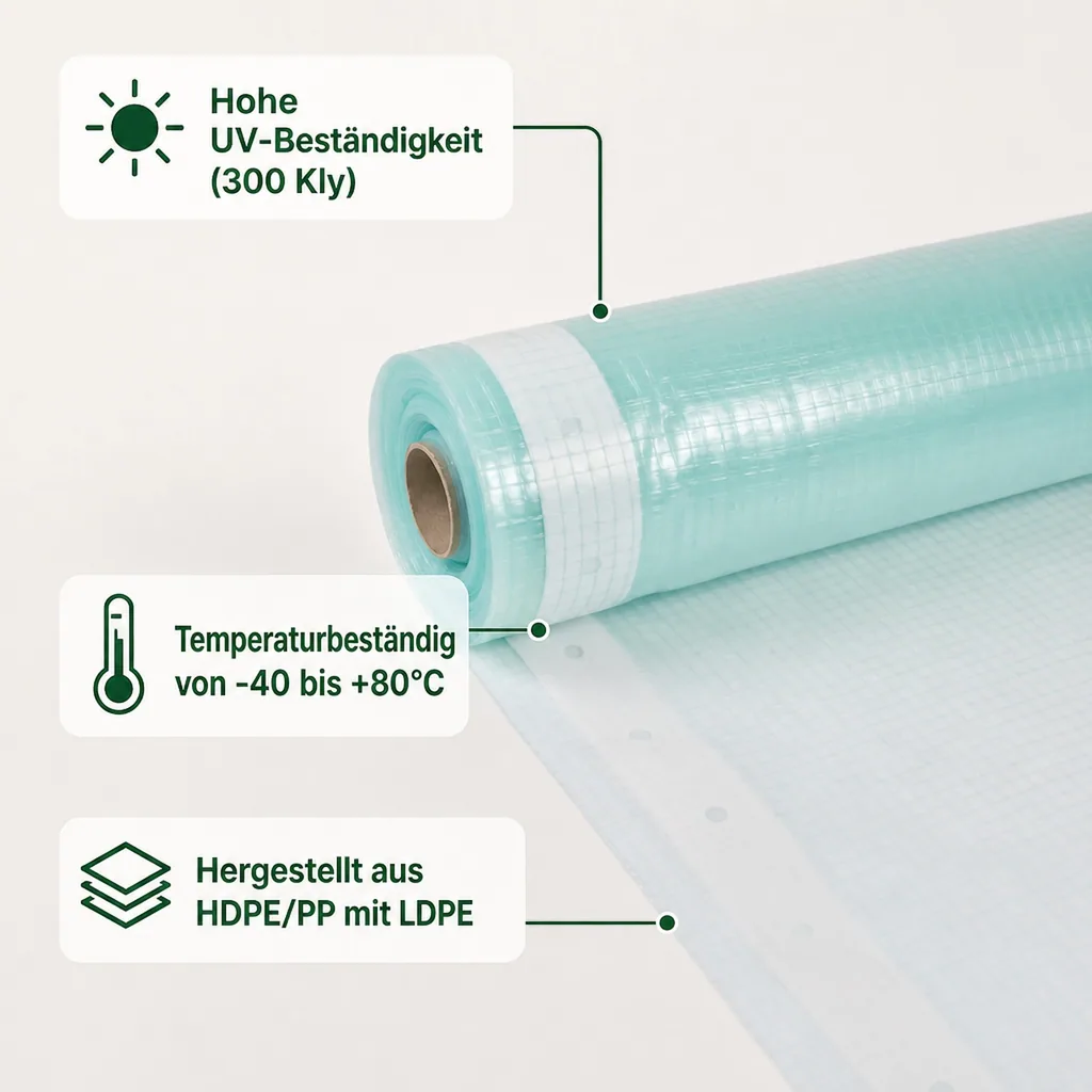 Gitterfolie, Gewächshausfolie, Gartenfolie, 2 Breite x 5 Meter