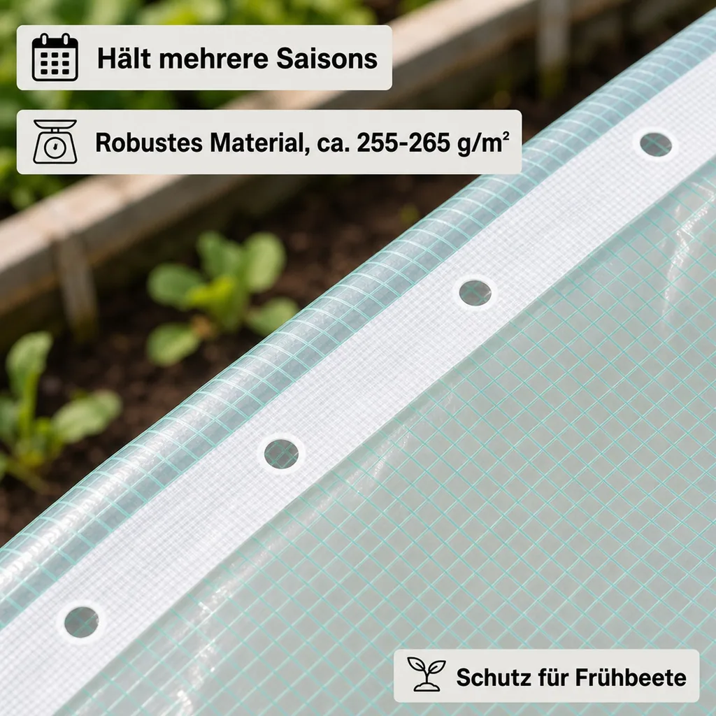Gitterfolie mit Nagelrand, Gewächshausfolie, Gartenfolie, Abdeckfolie