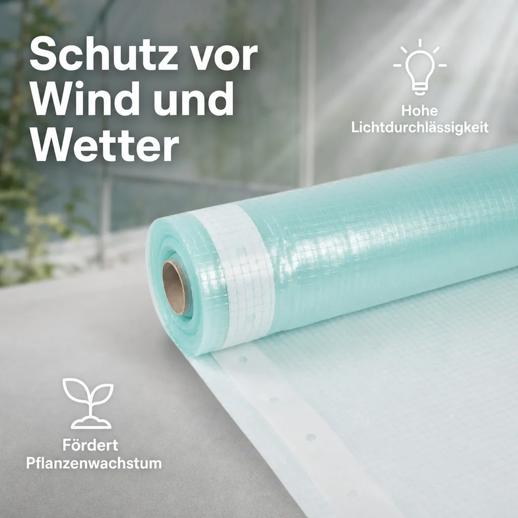 Gitterfolie m. Nagelrand 2 Breite x 20 Meter, UV-stabil, reißfest, für Gewächshaus und Bau
