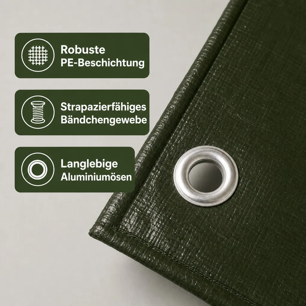 Abdeckplane 1,5x6m grün, 210g/m², wasserdicht und reißfest (9m²)