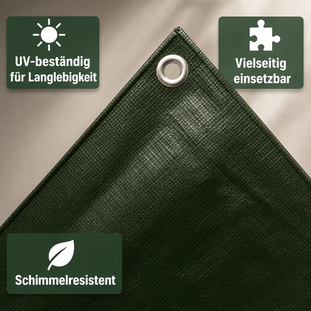 Abdeckplane 1,5x6m grün, 210g/m², wasserdicht und reißfest (9m²)