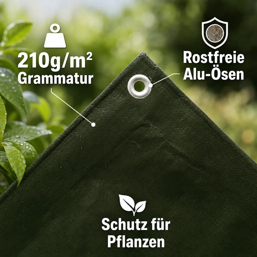 Abdeckplane 210g/m², 6x10m grün, (60m²), wasserdicht und reissfest