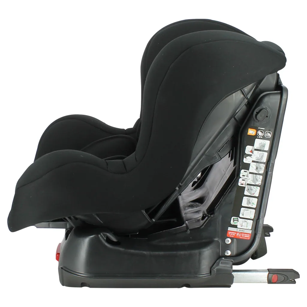 Quax Autositz R129 Freedom 360° | Drehbarer i-Size Kindersitz 40-105 cm | Reboarder mit ISOFIX & Stützfuß, Schwarz
