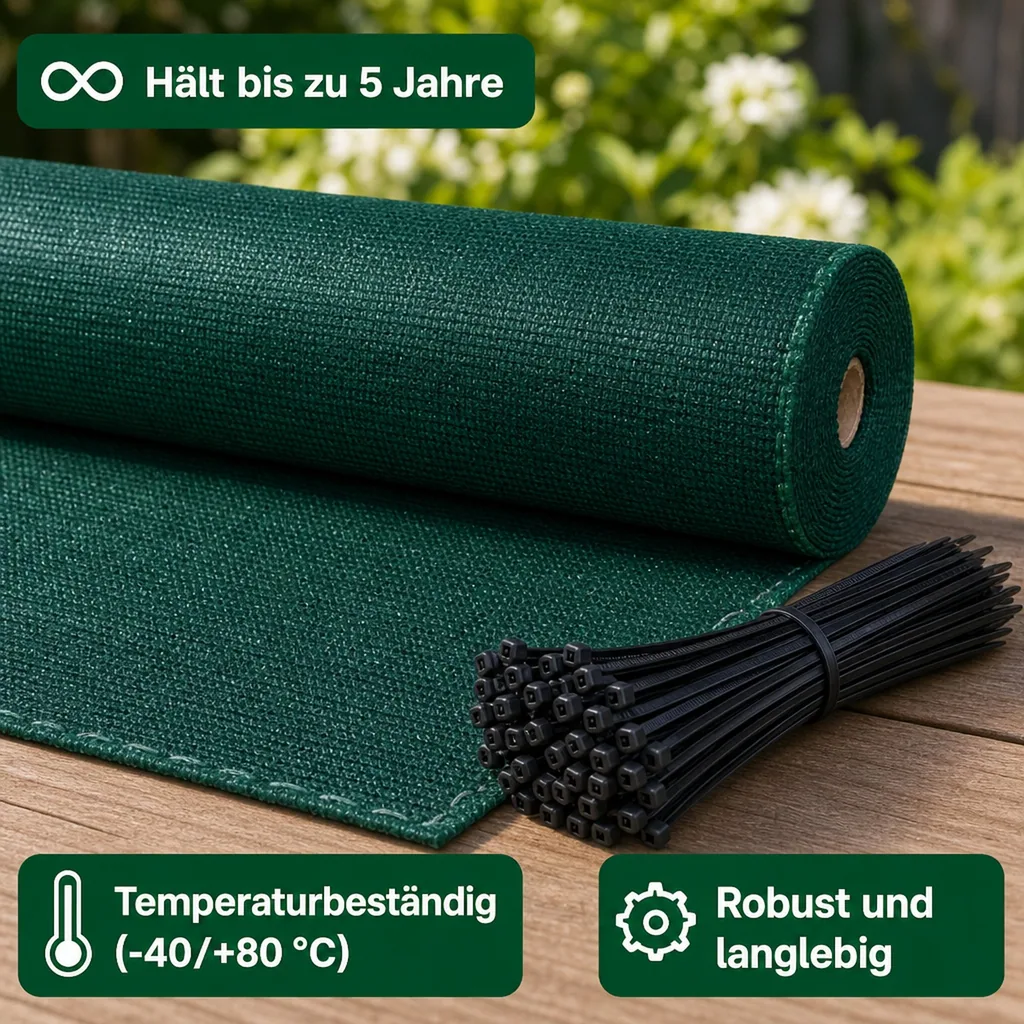 Sichtschutznetz, Windschutznetz, 2 m Breite, 25 m, inkl. Befestigungsmaterial