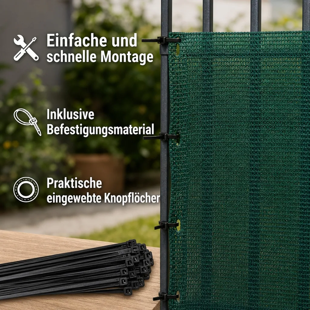 Sichtschutznetz, Windschutznetz, 2 m Breite, 25 m, inkl. Befestigungsmaterial