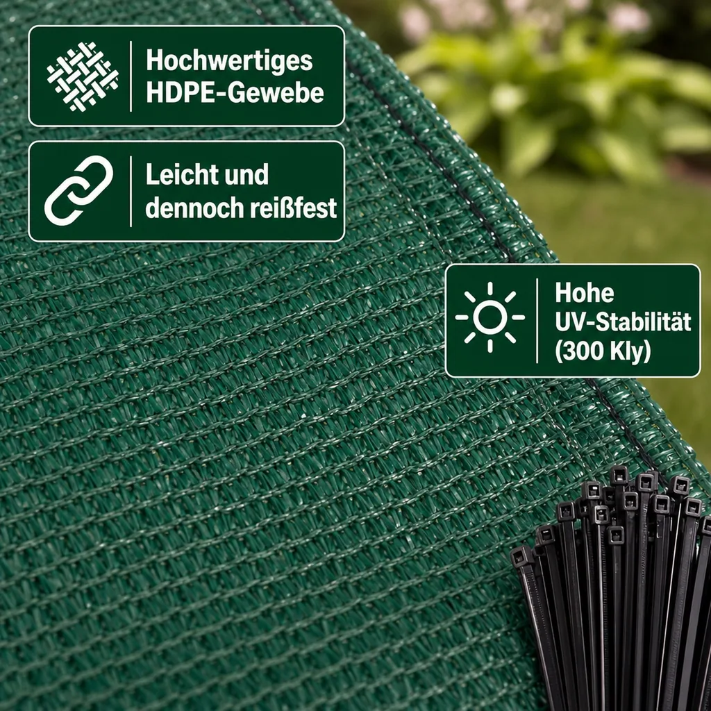 Sichtschutznetz, Windschutznetz, 2 m Breite, 25 m, inkl. Befestigungsmaterial