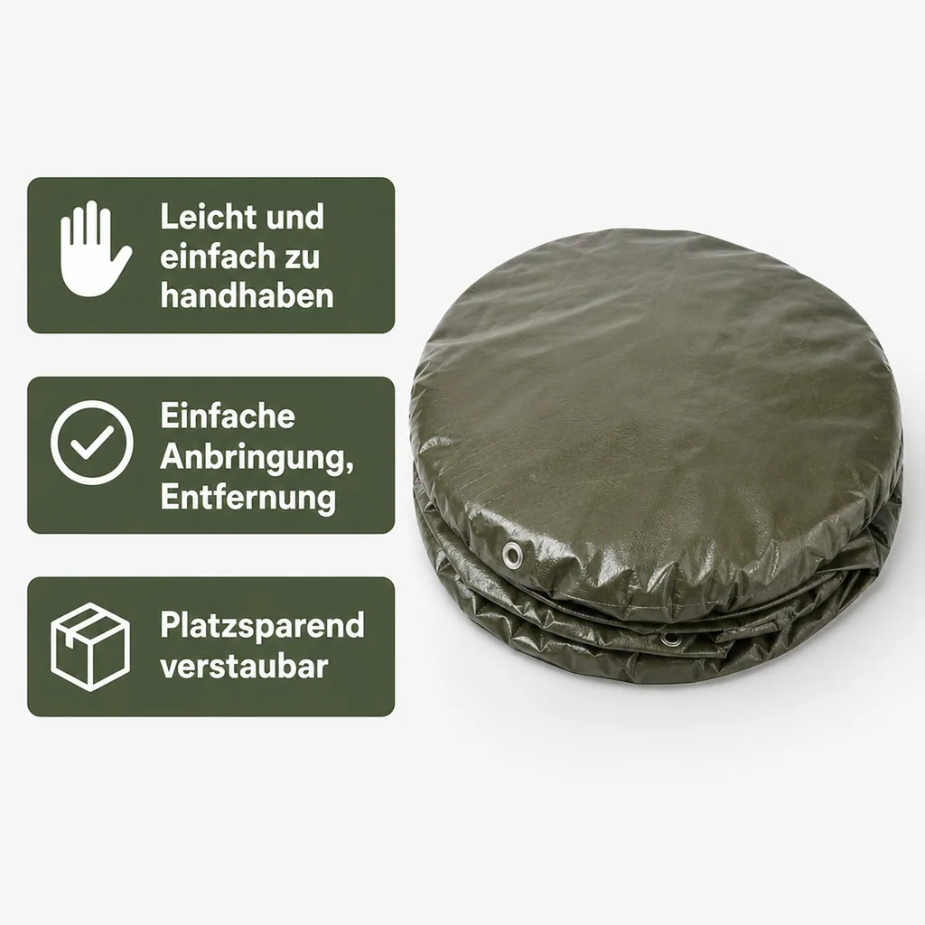 Abdeckplane 3m, runde Plane, 210g/m², wasserdicht