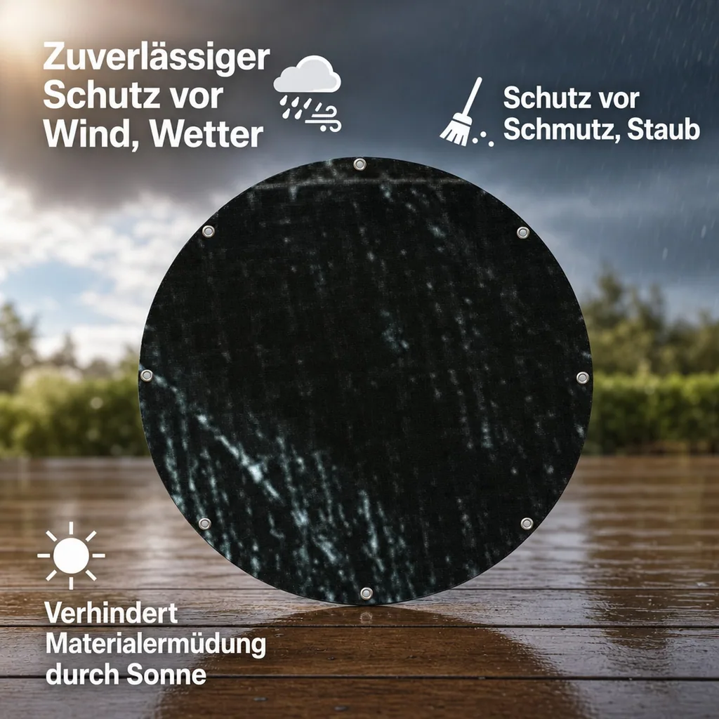 Abdeckplane, rund, 3m, 210g/m², wasserdicht und UV-beständig, Gewebeplane für Gartenmöbel