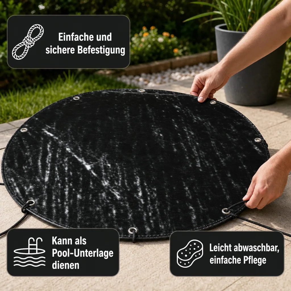 Abdeckplane, rund, 3m, 210g/m², wasserdicht und UV-beständig, Gewebeplane für Gartenmöbel