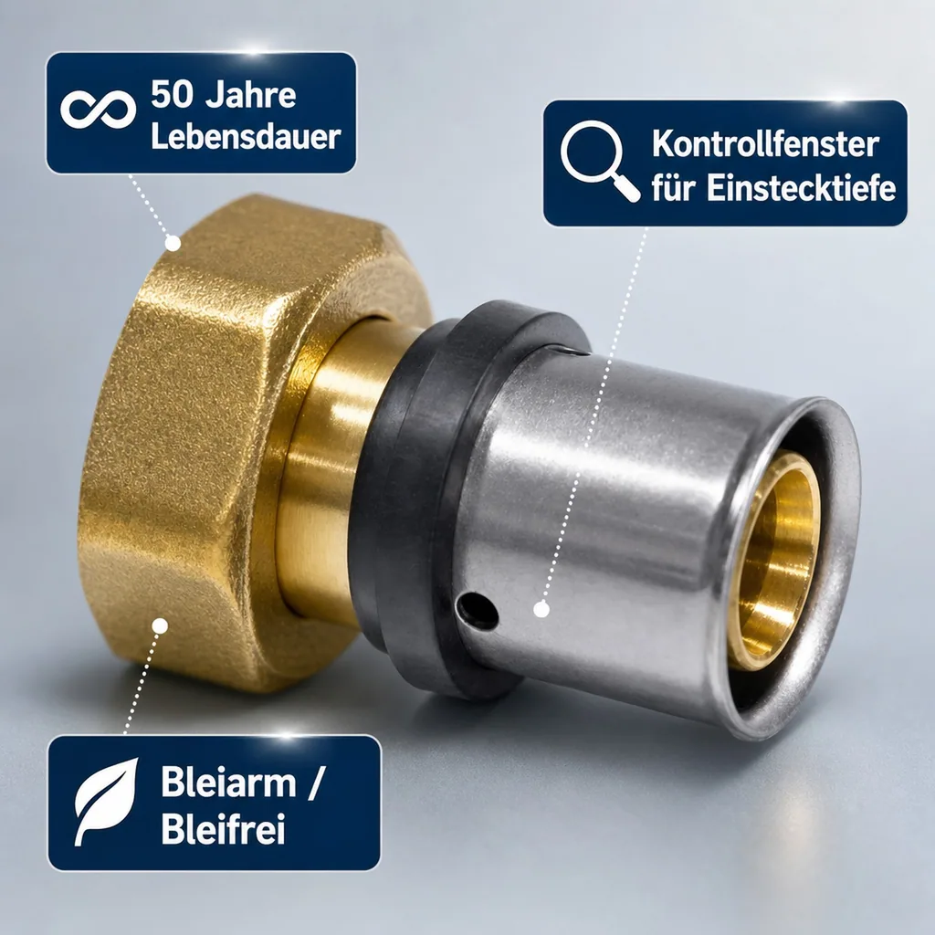 Eurokonus Verschraubung, Pressfitting Übergangsverschraubung 20mm