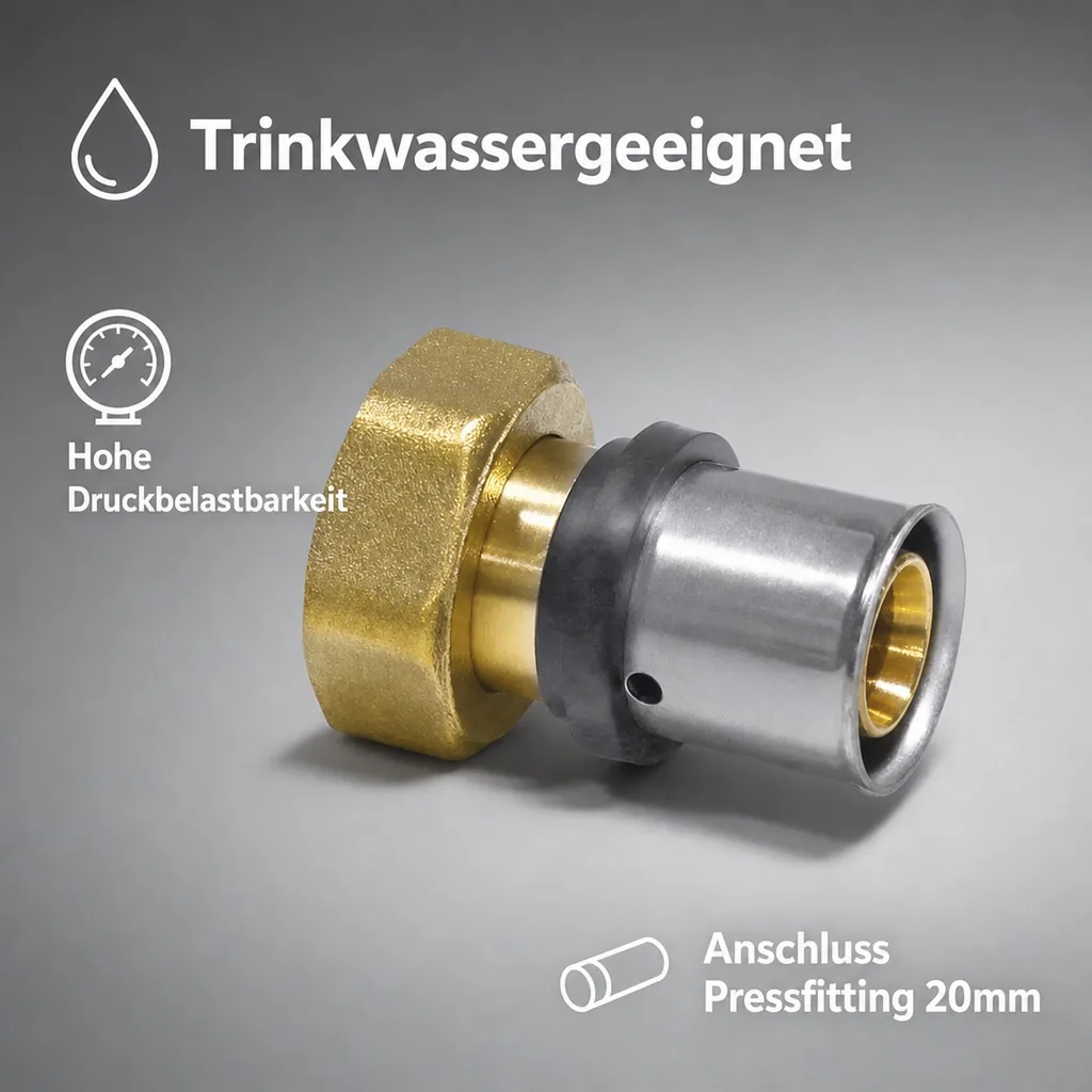 Eurokonus Verschraubung, Pressfitting Übergangsverschraubung 20mm