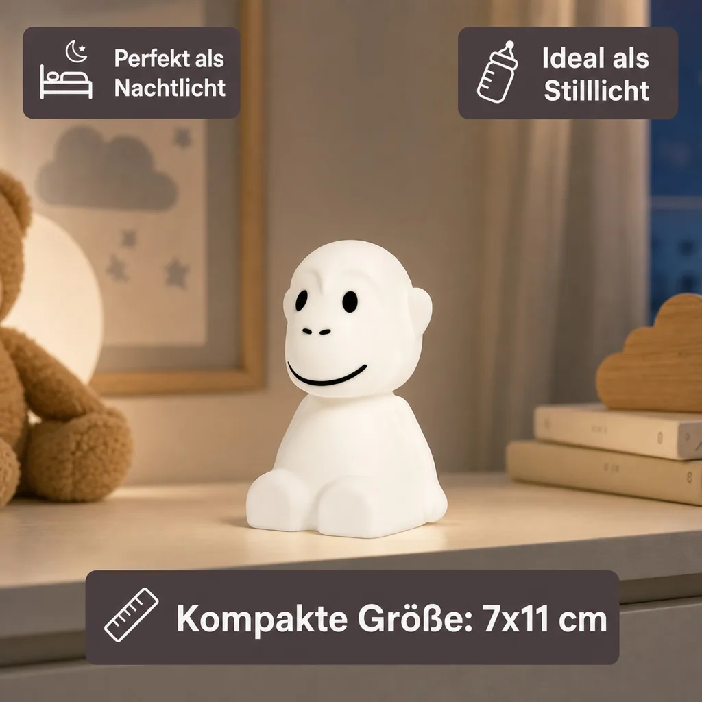 Mr Maria Nachtlicht, Stilllicht - für Kinder, Affe, schaltet sich nach 15 Minuten automatisch aus
