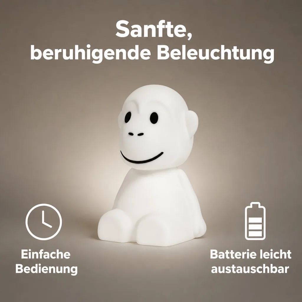 Mr Maria Nachtlicht, Stilllicht - für Kinder, Affe, schaltet sich nach 15 Minuten automatisch aus