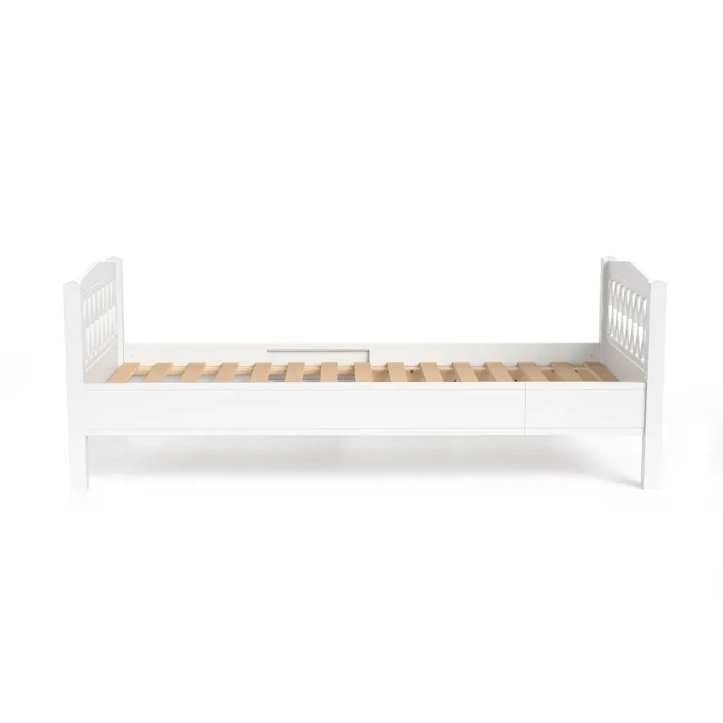 Cam Cam Einzelbett, Juniorbett - Harlequin, Erweiterbares Teenager Bett aus Massivholz, 160-200 cm, Weiß