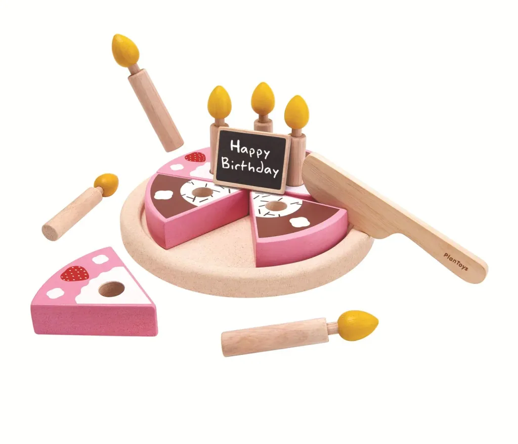 Plan Toys - Geburtstagskuchen Set, Gummibaumholz