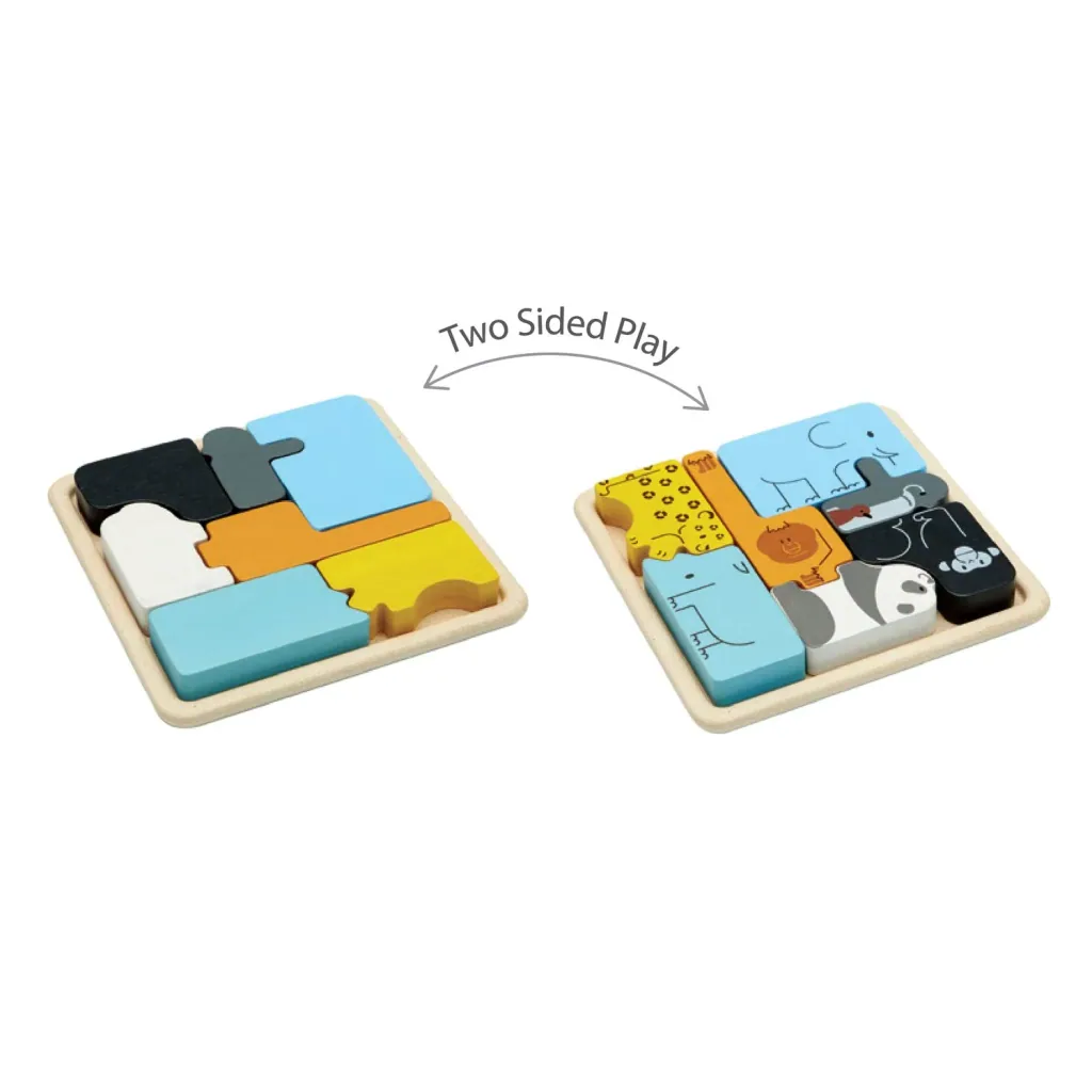 Plan Toys - Rahmenpuzzle Tiere, Gummibaumholz