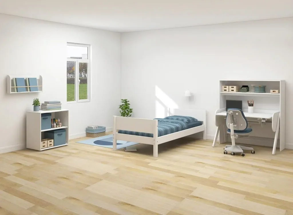 FLEXA Einzelbett, Juniorbett für Kinder und Jugendliche – MDF und Kiefer, 90x200 cm