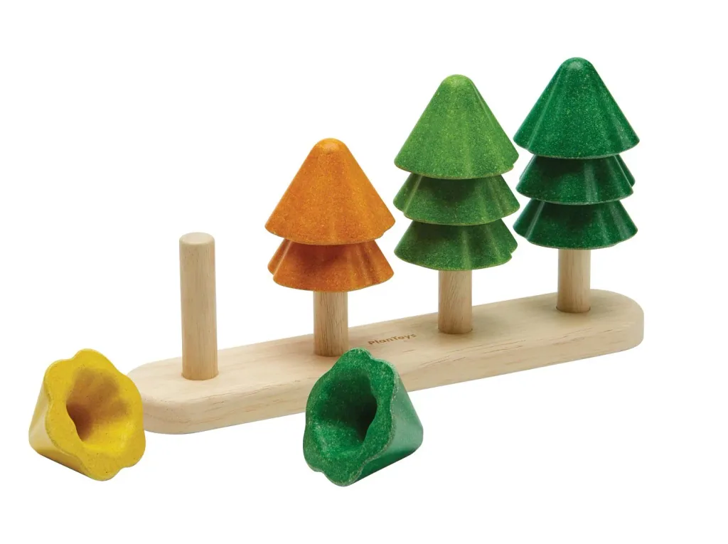 Plan Toys - Sortierspielzeug - Sortieren und Zählen Bäume, Gummibaumholz
