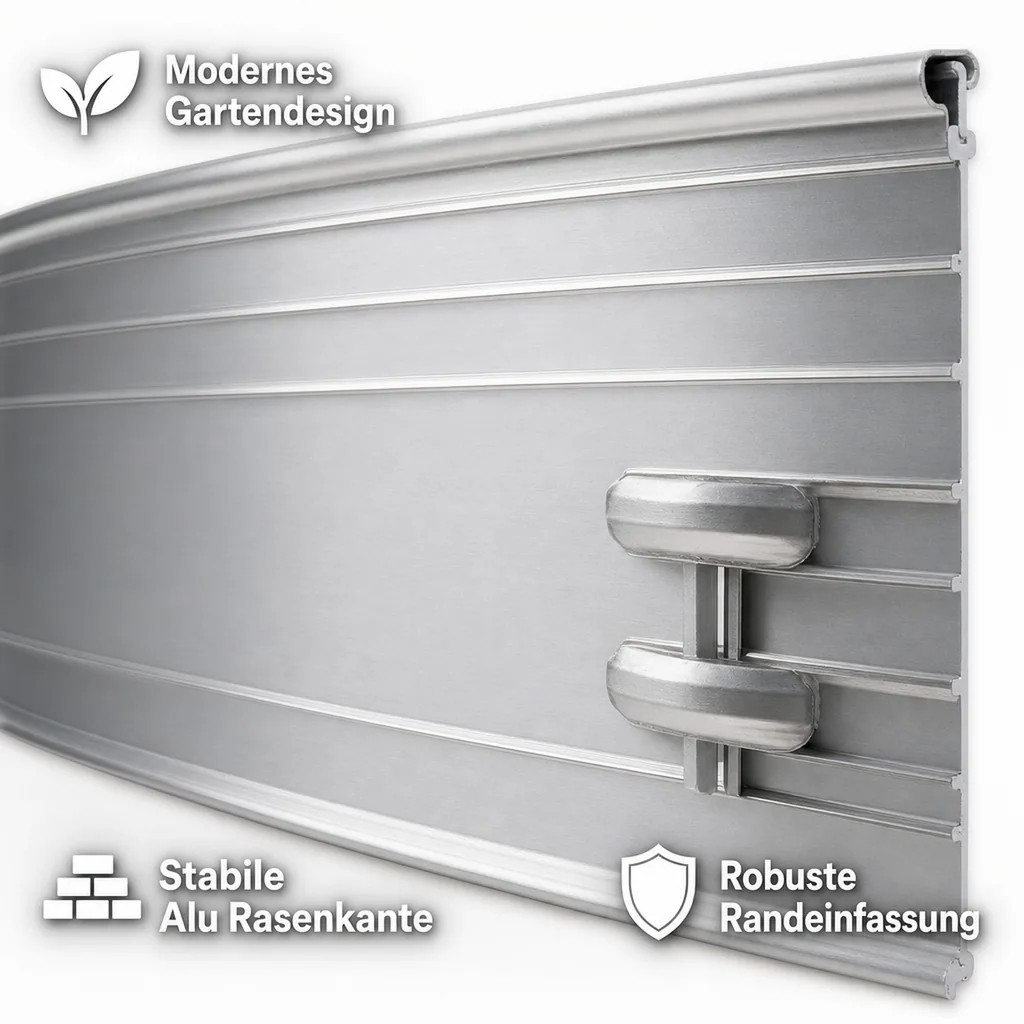 Ultra Starke Alu Rasenkanten Höhe: 10-14-24 cm, Länge: 1- 30 m | Beeteinfassung | Beetumrandung | Beetbegrenzungen, Breite: 24 cm; Menge: 1 Stück