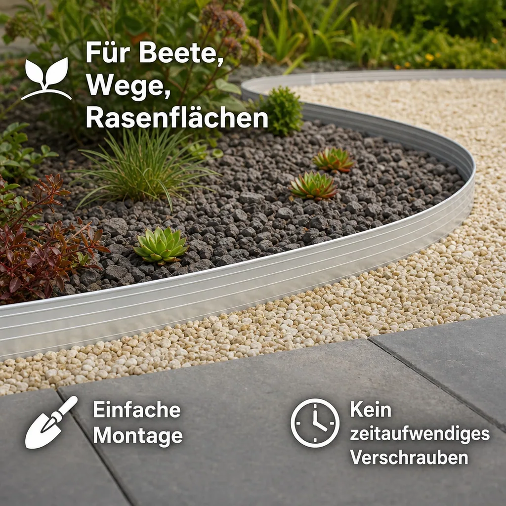 Ultra Starke Alu Rasenkanten Höhe: 10-14-24 cm, Länge: 1- 30 m | Beeteinfassung | Beetumrandung | Beetbegrenzungen, Breite: 24 cm; Menge: 1 Stück