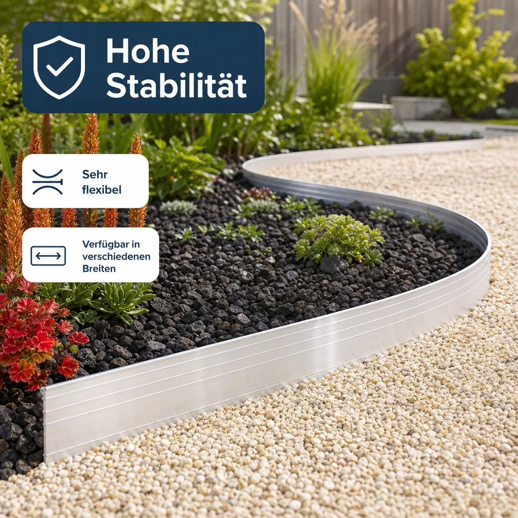 Ultra Starke Alu Rasenkanten Höhe: 10-14-24 cm, Länge: 1- 30 m | Beeteinfassung | Beetumrandung | Beetbegrenzungen, Breite: 24 cm; Menge: 1 Stück