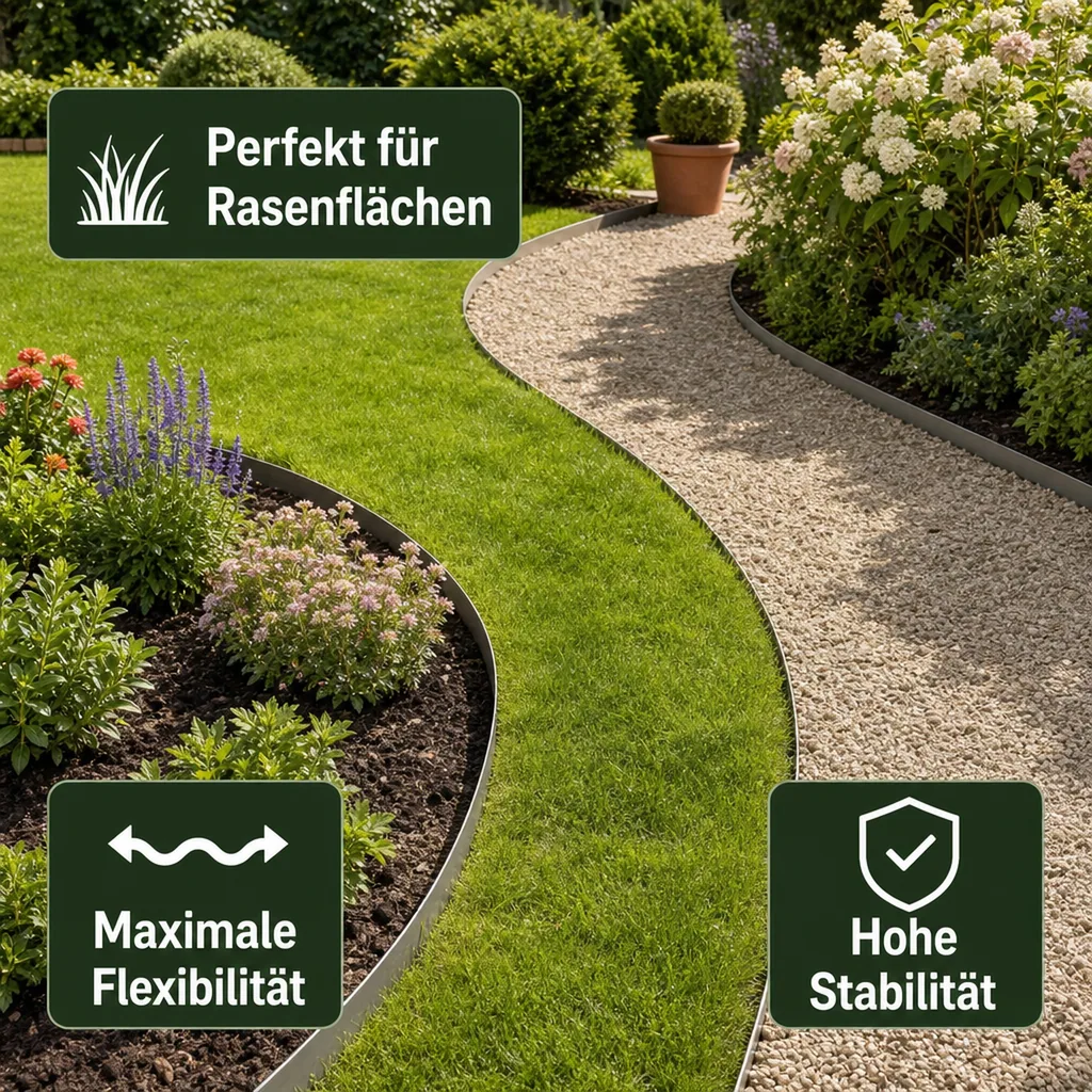 20er Set Rasenkanten Metall  Alu/Zink 18cm hoch, 20m lang | Rasenkanten | Beeteinfassung | Beetumrandung | Beetbegrenzungen